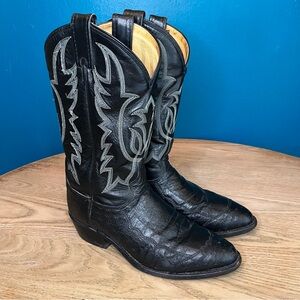 Tony Lama Men’s Vintage Ostrich Cowboy Boots Exotic Leather Western Size 8D